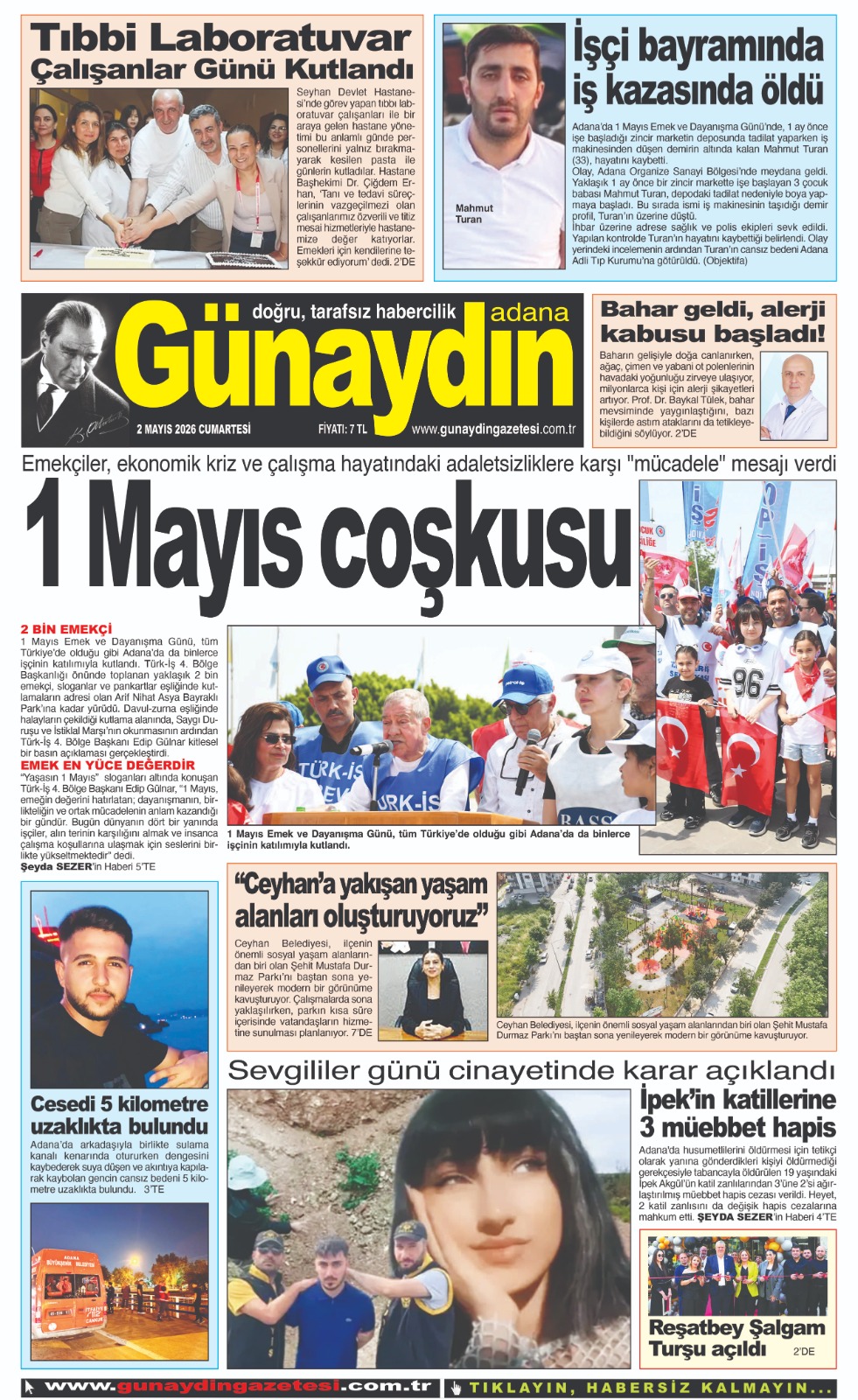 02 MAYIS 2026 GÜNAYDIN ADANA GAZETESİ