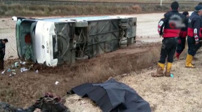 Yolcu otobüsü devrildi: 1 ölü, 15 yaralı