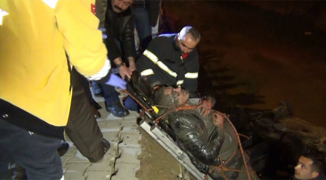 Dereye düşensürücü son anda kurtarıldı