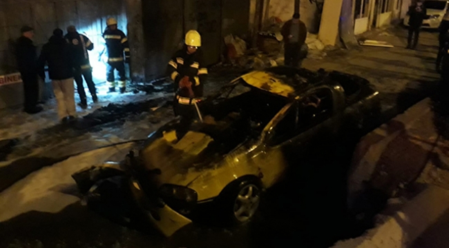 Takla atan otomobil alev alev yandı!