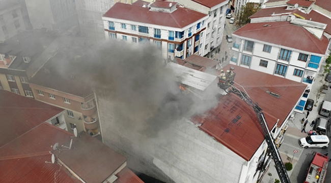 5 katlı binada çıkan yangın böyle görüntülendi