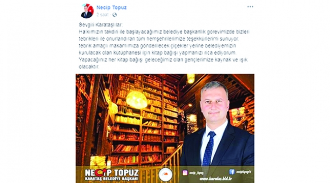 Necip Topuz çiçek yerine kitap istedi