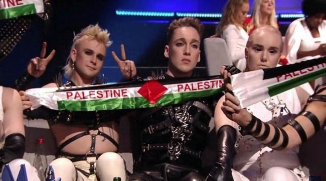 İsrail'deki Eurovision finalinde Filistin bayraklı protestolar geceye damga vurdu
