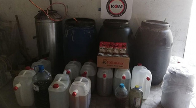 600 litre boğma rakı ele geçirildi