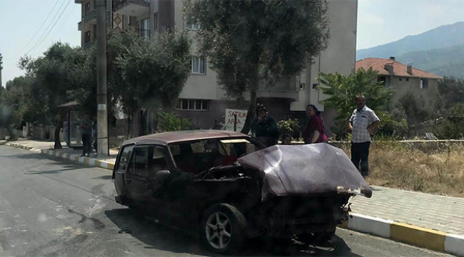 Otomobil hurdaya döndü sürücü ağır yaralı