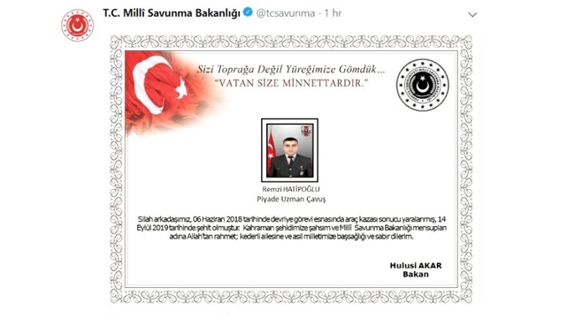 Iğdır'da Uzman Çavuş şehit düştü