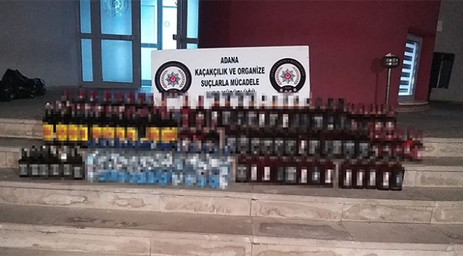 Adana’da bir otomobilde 189 şişe kaçak içki ele geçirildi