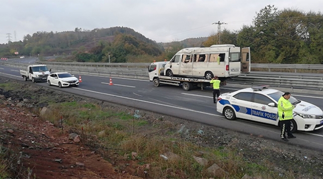İşçi servisi kaza yaptı: 14 yaralı
