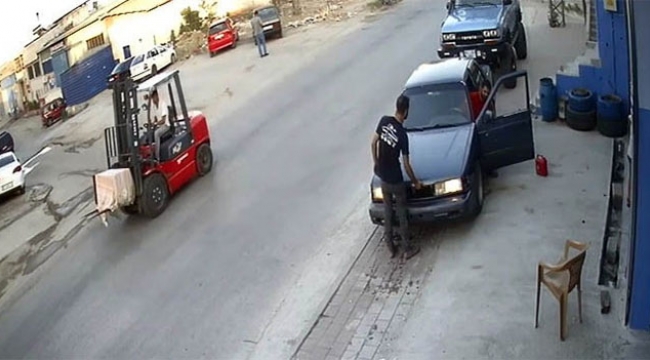 Oyundan esinlenip forkliftle hırsızlık yaptılar