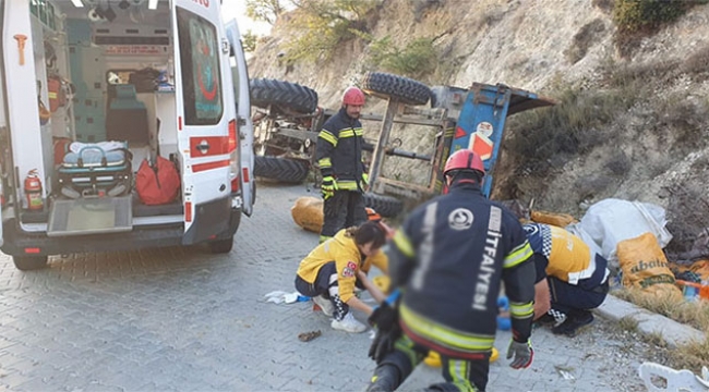 İşçileri taşıyan traktör devrildi: 9 yaralı
