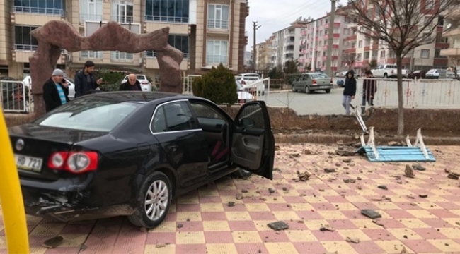 Otomobil geri geri çocuk parkına daldı