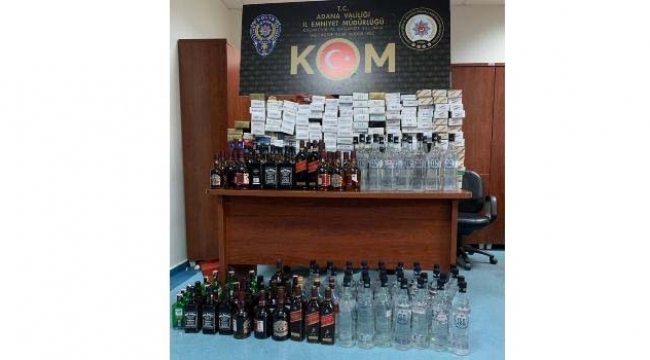 Adana'da kaçak sigara ve içki operasyonu