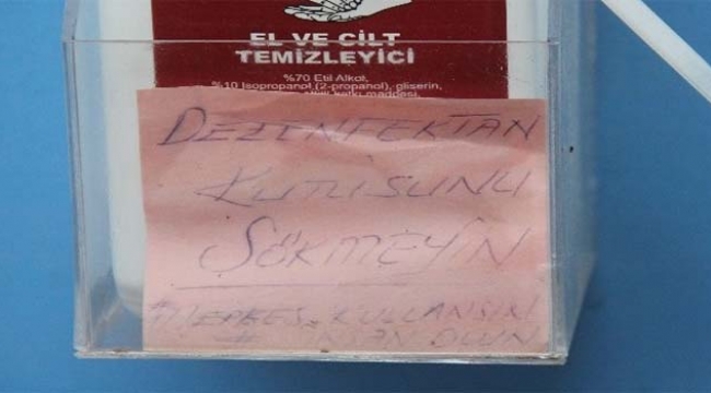 Dezenfekten kutusunu kelepçeyle korudular