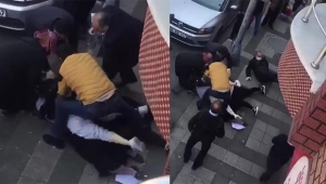 Kadınların saç saça baş başa kavgası kamerada