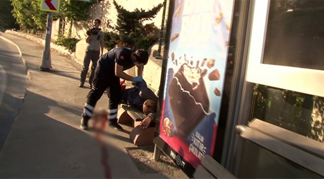 Vuruldu, otobüs durağında yardım bekledi