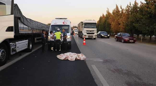 Tır sürücüsü otoyolda feci şekilde can verdi