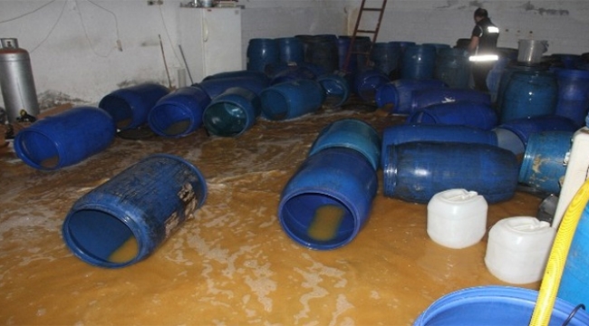 7 bin 300 litre sahte içki imha edildi