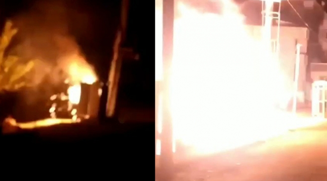 Elektrik trafosu bomba gibi patladı