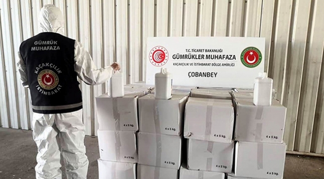 Bin 990 litre sülfürik asit ele geçirildi