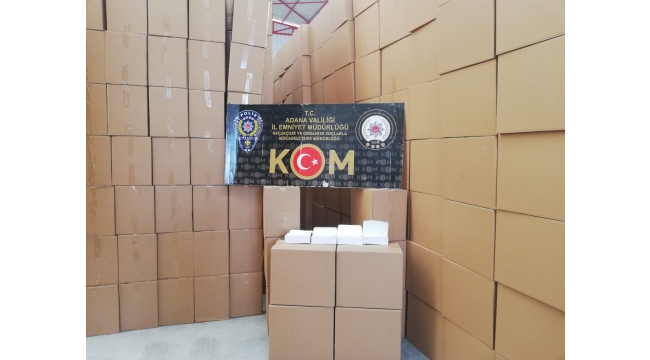 Adana'da 105 milyon 700 bin makaron ele geçirildi