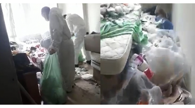 Evden 7 ton çöp çıkarıldı