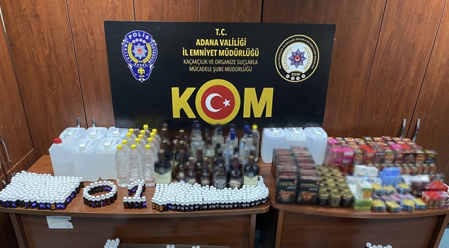 Adana'da 60 litre ölüm içkisi ele geçirildi