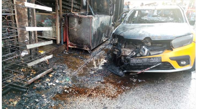 Takside çıkan yangın maddi hasara yol açtı
