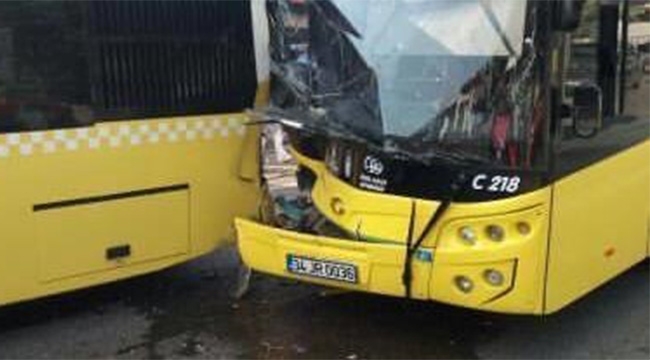İki İETT otobüsü çarpıştı 1 yaralı
