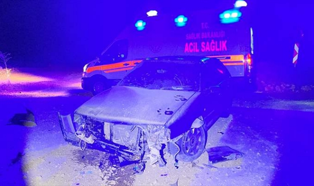 Direksiyon hakimiyeti kaybolan otomobil yoldan çıktı