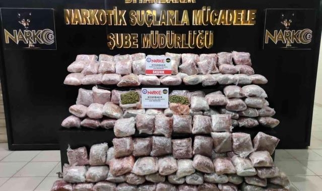 104 kilo ‘skunk' ele geçirildi