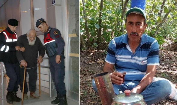 Oğlunu öldüren yaşlı baba, çift bastonla adliyeye geldi