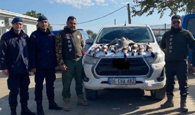 Yasak kuş avcıları jandarmaya yakalandı