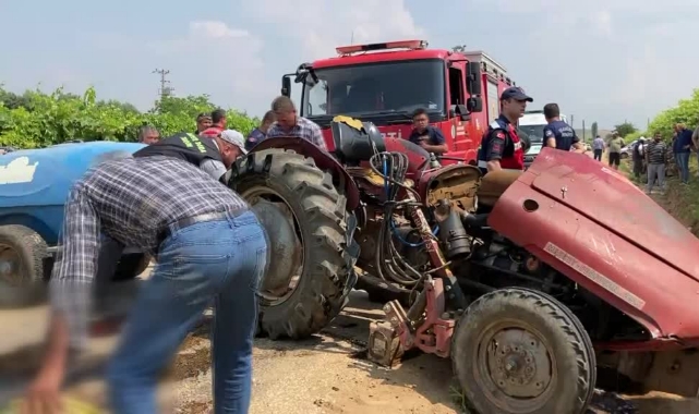 Devrilen Traktörün Altında Kaldı