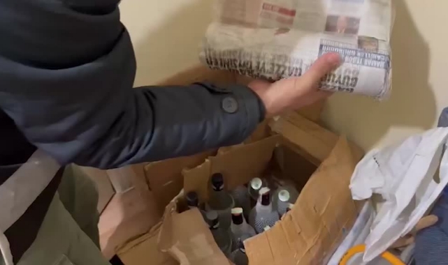 63 Şişe Kaçak İçki Ele Geçirildi