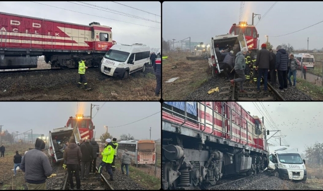 Yük Treni Servis Minibüsüne Çarptı
