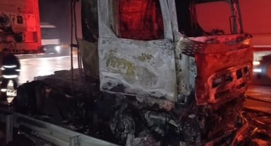 Seyir Halindeki Tır Yandı, Hasar Oluştu