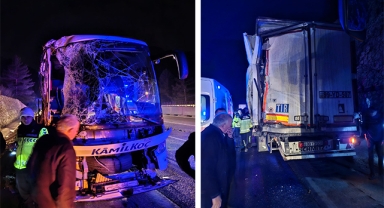 Yolcu Otobüsü Tıra Arkadan Çarptı:10 Yaralı