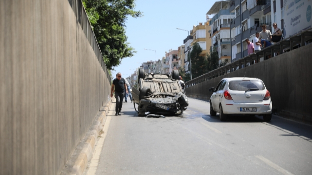 Otomobil Takla Attı,Sürücü Yaralandı