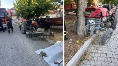 Traktör Ağaca Çarptı,Sürücü Öldü