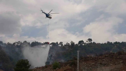 Orman Yangınına Helikopterle Müdahale Edildi
