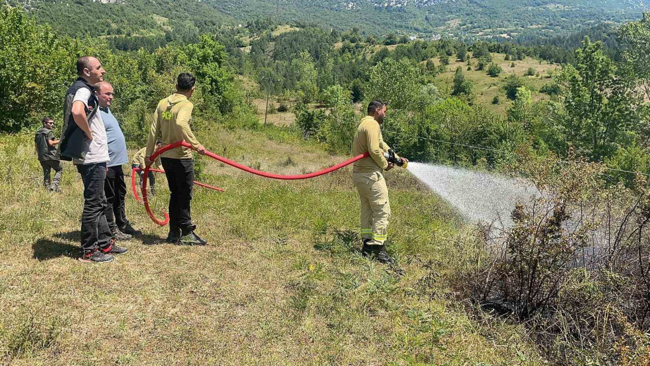 Kopan Yüksek Gerilim Hattı Teli Yangına Sebep 0ldu