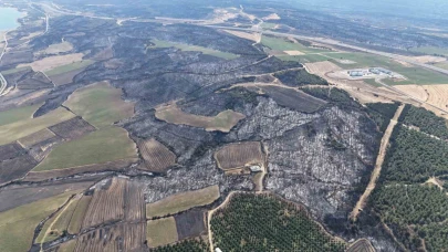 Tekirdağ'dan Çanakkale'ye Kadar Yangın Dronla Görüntülendi