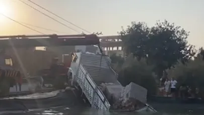 Freni Patladı, Sulama Havuzuna Düştü