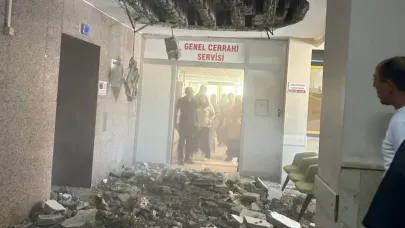 Denizli Devlet Hastanesi'nde Tavan Çöktü:2 Yaralı