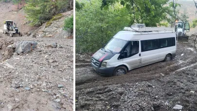 Feke'de Şiddetli Yağış:Kapanan Yollar Açıldı