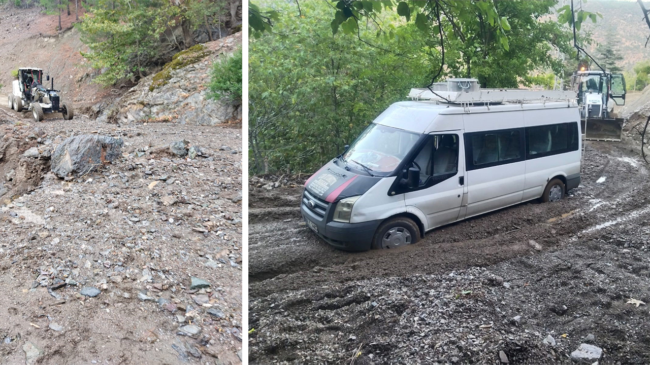 Feke'de Şiddetli Yağış:Kapanan Yollar Açıldı