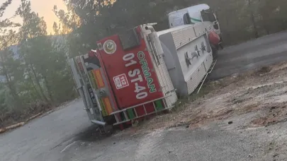 Yangın Bölgesinden Dönen Su Tankeri Devrildi
