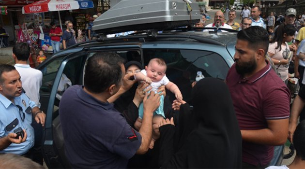 Arabada mahsur kalan 5 aylık bebek için seferberlik