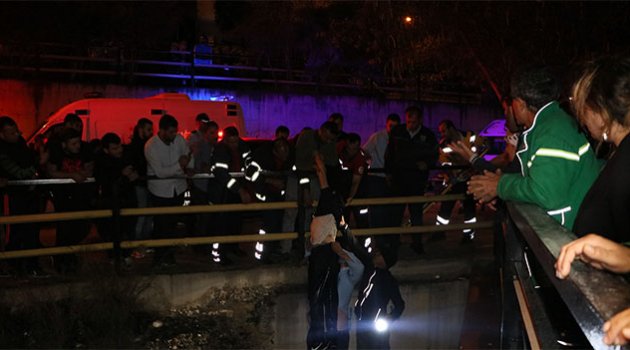 Araç sulama kanalına uçtu  Bir kişi hayatını kaybetti 1 kişi yaralandı.