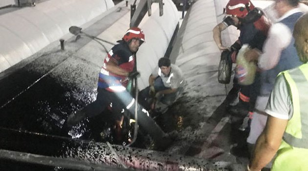 Asfalt kazanlarının içine düşen şahıs öldü
